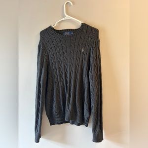 POLO BY RALPH LAUREN MENS GRAY KNIT COTTON CREW NECK SWEATER SIZE SMALL